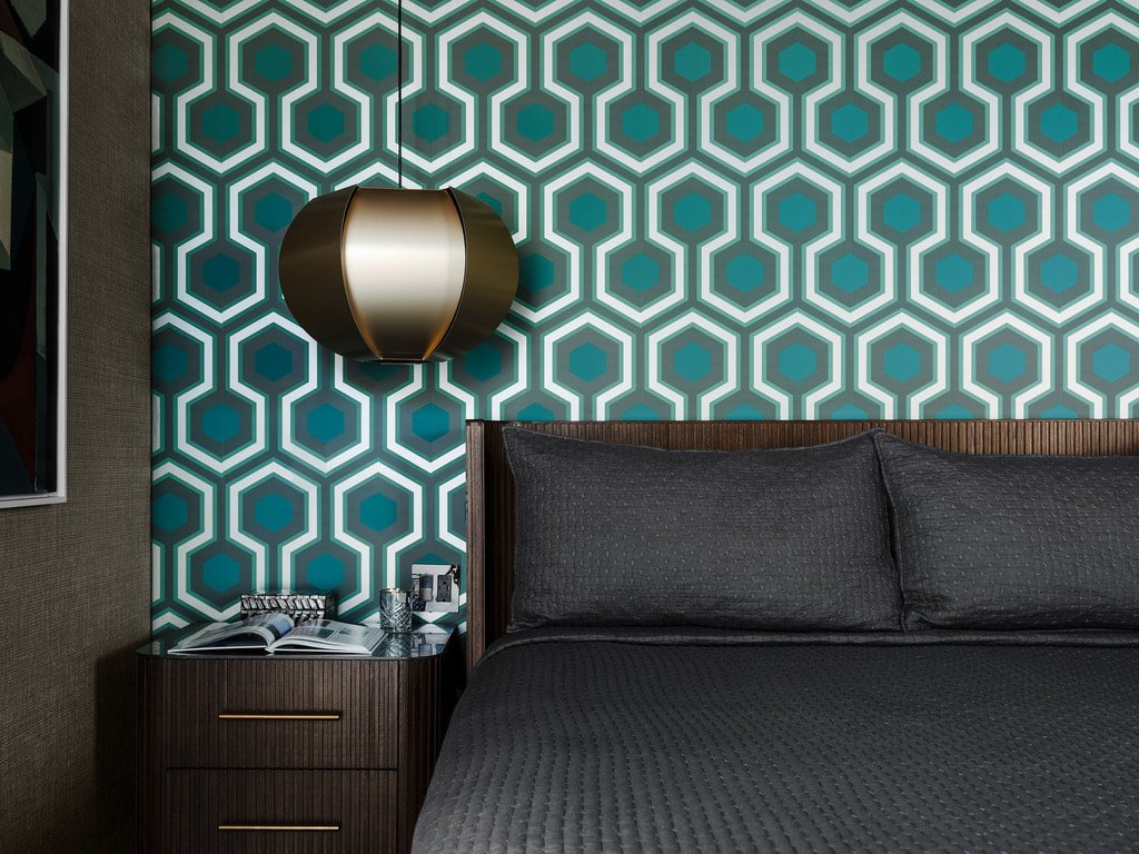 Finishes by Capurro + Davis Design, mid-century modern interior in the Palm Springs desert, view 2 of 19