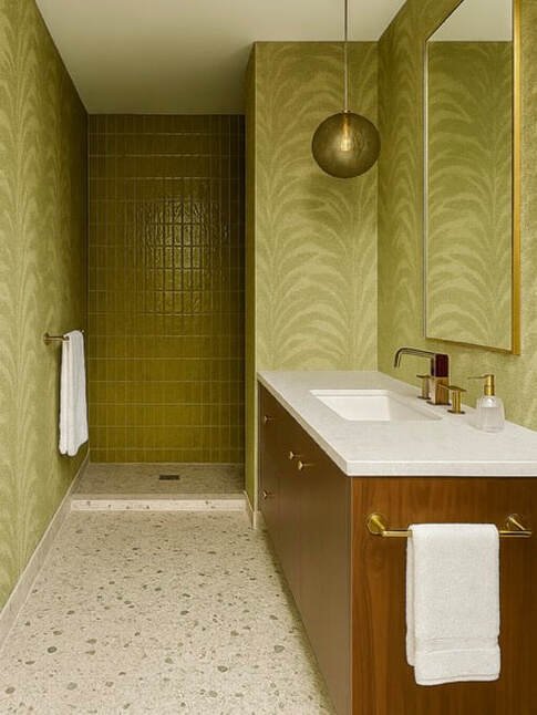 Finishes by Capurro + Davis Design, mid-century modern interior in the Palm Springs desert, view 7 of 19