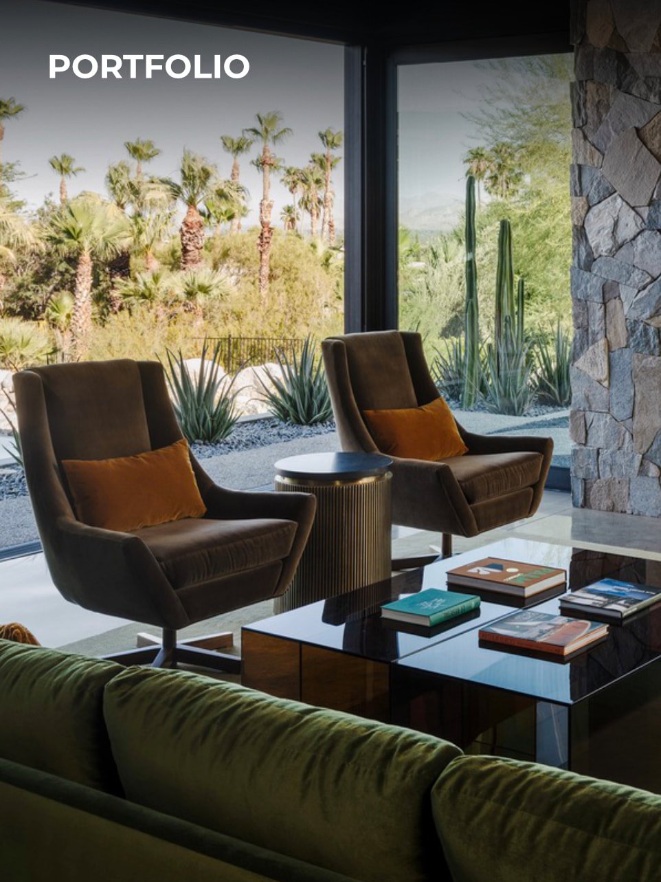 Mid-century modern desert home interior by Capurro + Davis Design in Palm Springs