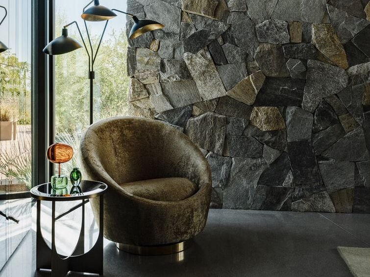 Furniture by Capurro + Davis Design, mid-century modern interior in the Palm Springs desert, view 8 of 23