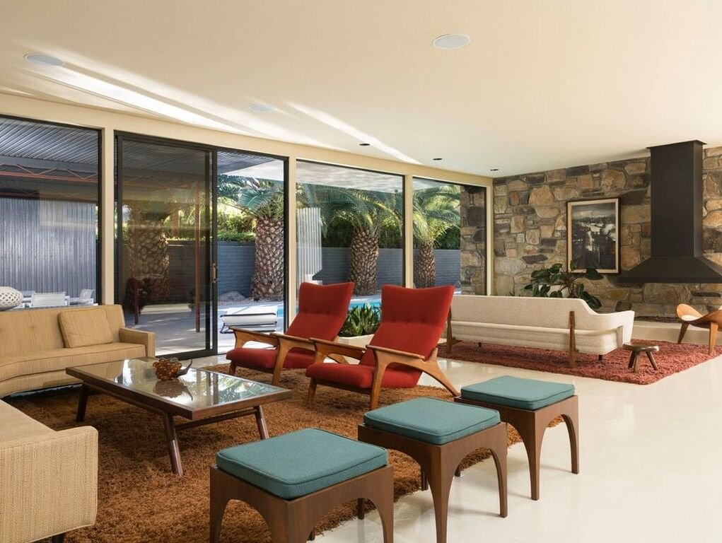 Furniture by Capurro + Davis Design, mid-century modern interior in the Palm Springs desert, view 16 of 23
