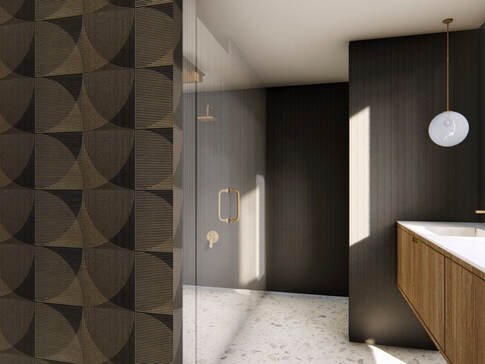 Finishes by Capurro + Davis Design, mid-century modern interior in the Palm Springs desert, view 9 of 19