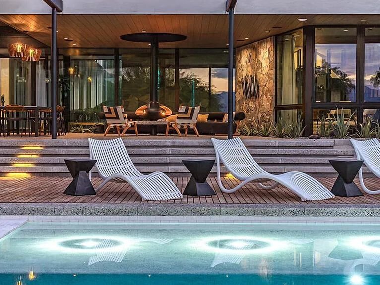 Furniture by Capurro + Davis Design, mid-century modern interior in the Palm Springs desert, view 3 of 23