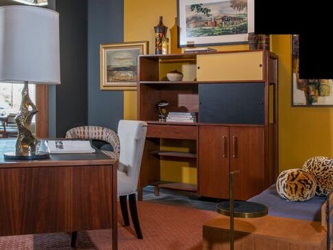 Furniture by Capurro + Davis Design, mid-century modern interior in the Palm Springs desert, view 11 of 23